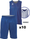 TEAM SET - CLEARANCE - Reversible Basketball Training Kits - Luanvi - Blue and White - 10 Tops, 10 Shorts - Sizes M - 2XL (see description for details)