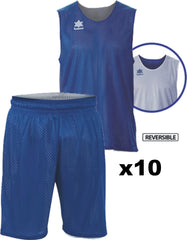 TEAM SET - CLEARANCE - Reversible Basketball Training Kits - Luanvi - Blue and White - 10 Tops, 10 Shorts - Sizes M - 2XL (see description for details)