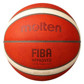 Molten Genuine Leather 12 Panel Basketball FIBA Match Ball (Indoor) - Tan/Cream