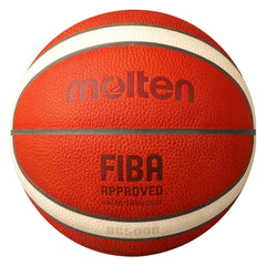 Molten Genuine Leather 12 Panel Basketball FIBA Match Ball (Indoor) - Tan/Cream