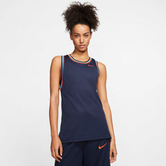 Nike Womens Basketball Dri-fit Layering Training Top - Obsidian/Black/Team Orange