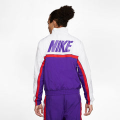 Nike Basketball Throwback Hooded Tracksuit Jacket - White/Court Purple/University Red