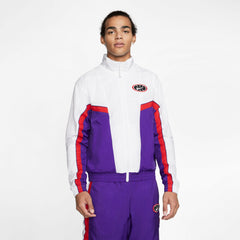 Nike Basketball Throwback Hooded Tracksuit Jacket - White/Court Purple/University Red