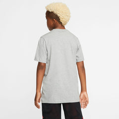Nike Kids Straight Baller Textured Graphic Tee - Dark Grey Heather/University Red