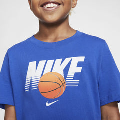 Nike Kids Straight Baller Textured Graphic Tee - Game Royal/White