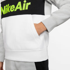 Nike Kids Air Pullover Fleece Hoodie - Light Smoke Grey/White/Black/Volt