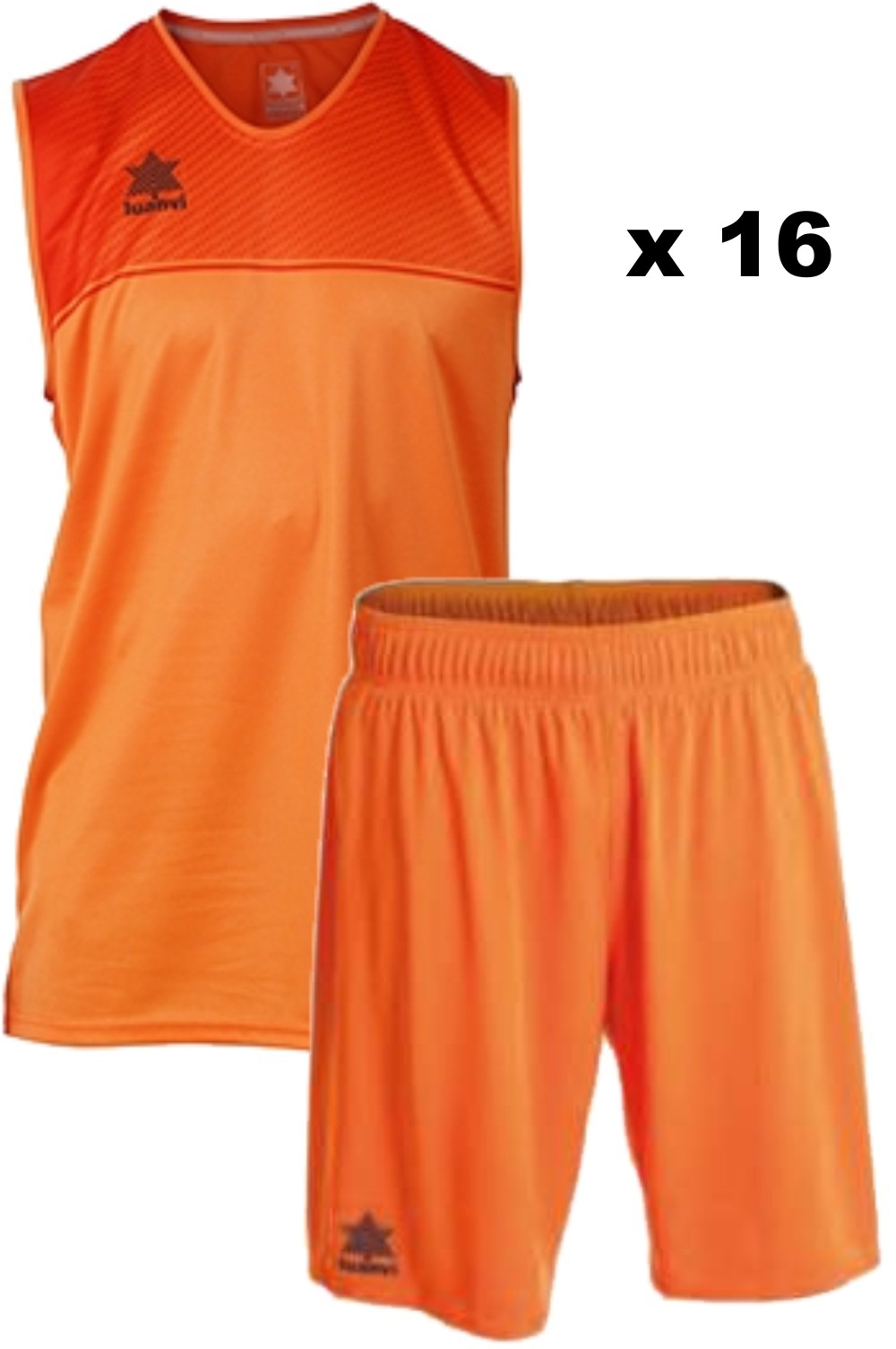TEAM SET - CLEARANCE - Basketball Kits - Luanvi - Orange - 16 Tops, 16 Shorts - Sizes S - 3XL(see description for details)