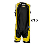 TEAM SET - CLEARANCE - Basketball Kits - Royal Sport - Black and Yellow - 15 Tops, 15 Shorts - Sizes M - 2XL (see description for details)