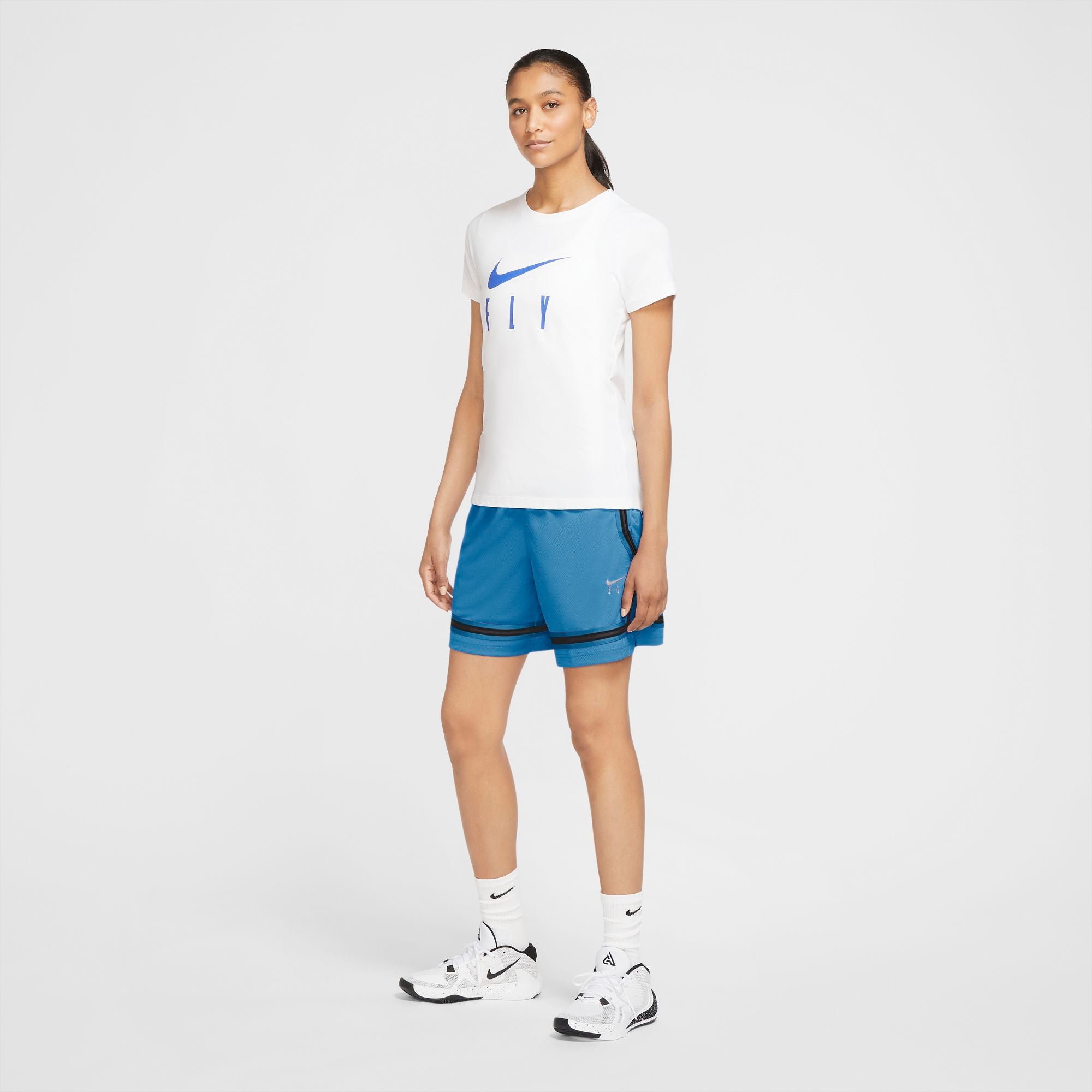 Nike Womens Basketball Fly Crossover Shorts - Laser Blue/Metallic Silver NK-CK6599-446