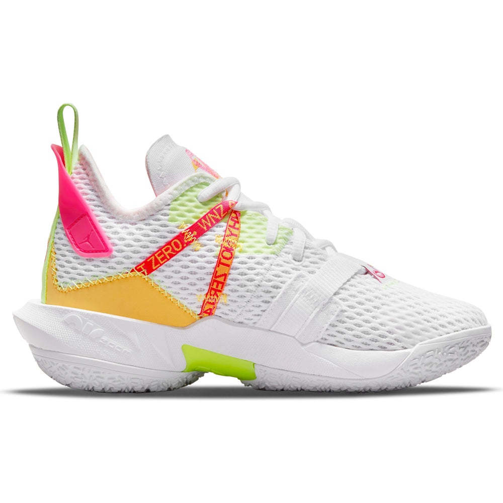 Nike Kids Jordan Basketball Why Not Zer0.4 Basketball Boot/Shoe - White/Citron Pulse/Hyper Pink/Lime Glow NK-CQ9430-102