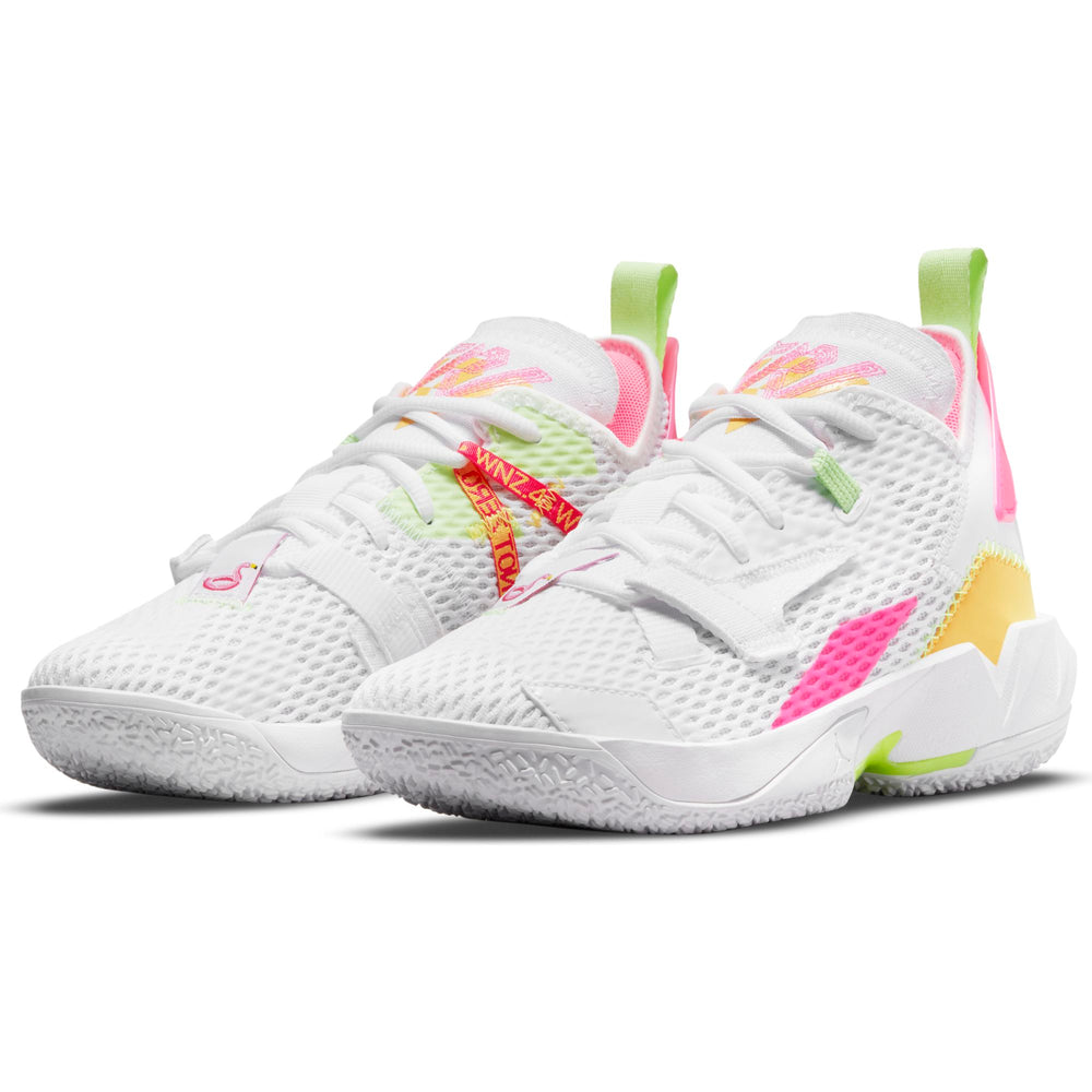 Nike Kids Jordan Basketball Why Not Zer0.4 Basketball Boot/Shoe - White/Citron Pulse/Hyper Pink/Lime Glow NK-CQ9430-102