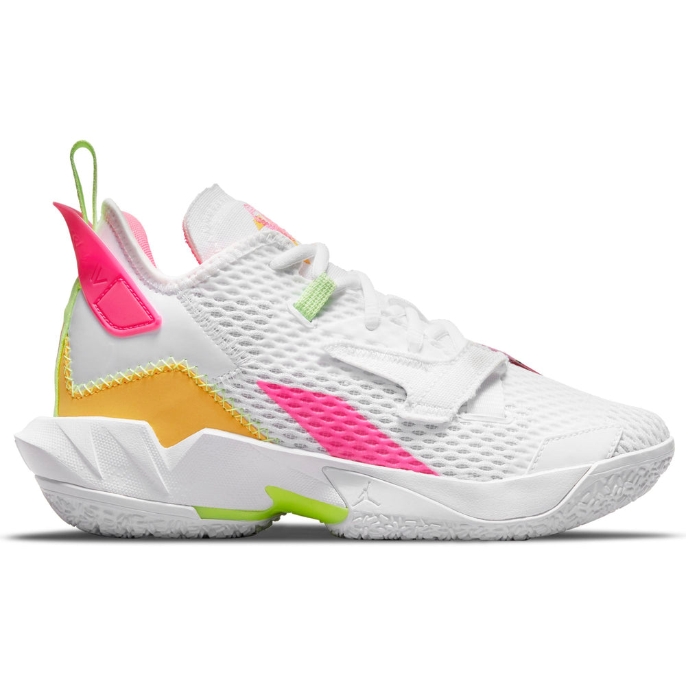 Nike Kids Jordan Basketball Why Not Zer0.4 Basketball Boot/Shoe - White/Citron Pulse/Hyper Pink/Lime Glow NK-CQ9430-102