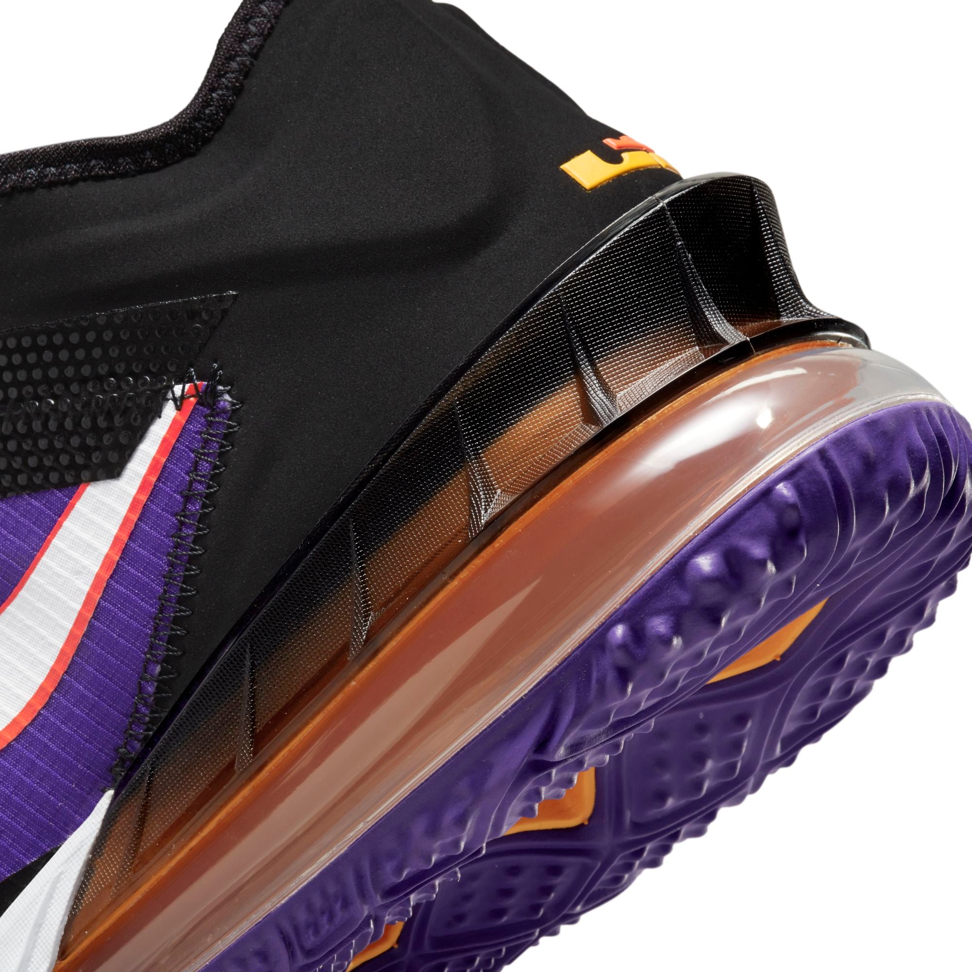 Nike Lebron 18 Low Basketball Shoe - Black/White/Fierce Purple/Racer Blue