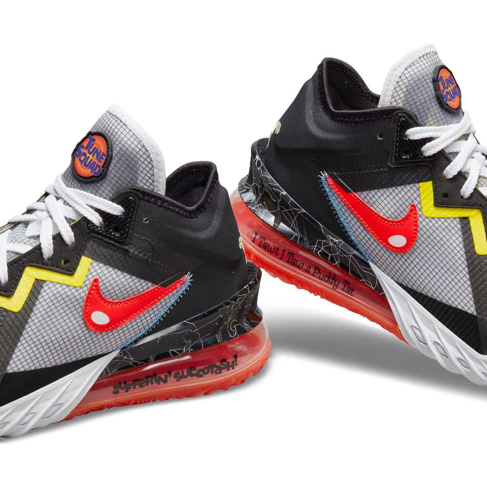 Nike Lebron 18 Low Basketball Shoe - White/Bright Crimson/Black/Yellow Strike NK-CV7562-103
