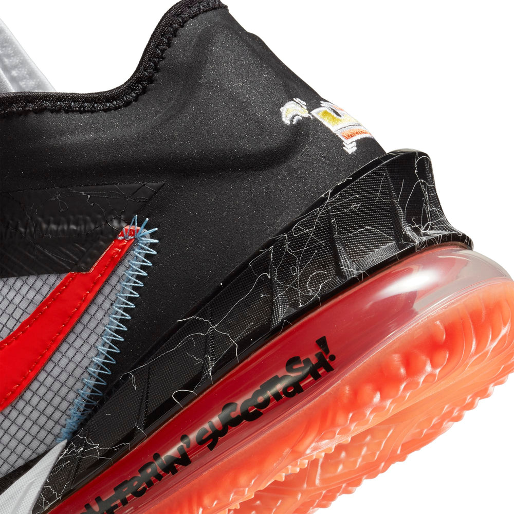 Nike Lebron 18 Low Basketball Shoe - White/Bright Crimson/Black/Yellow Strike NK-CV7562-103