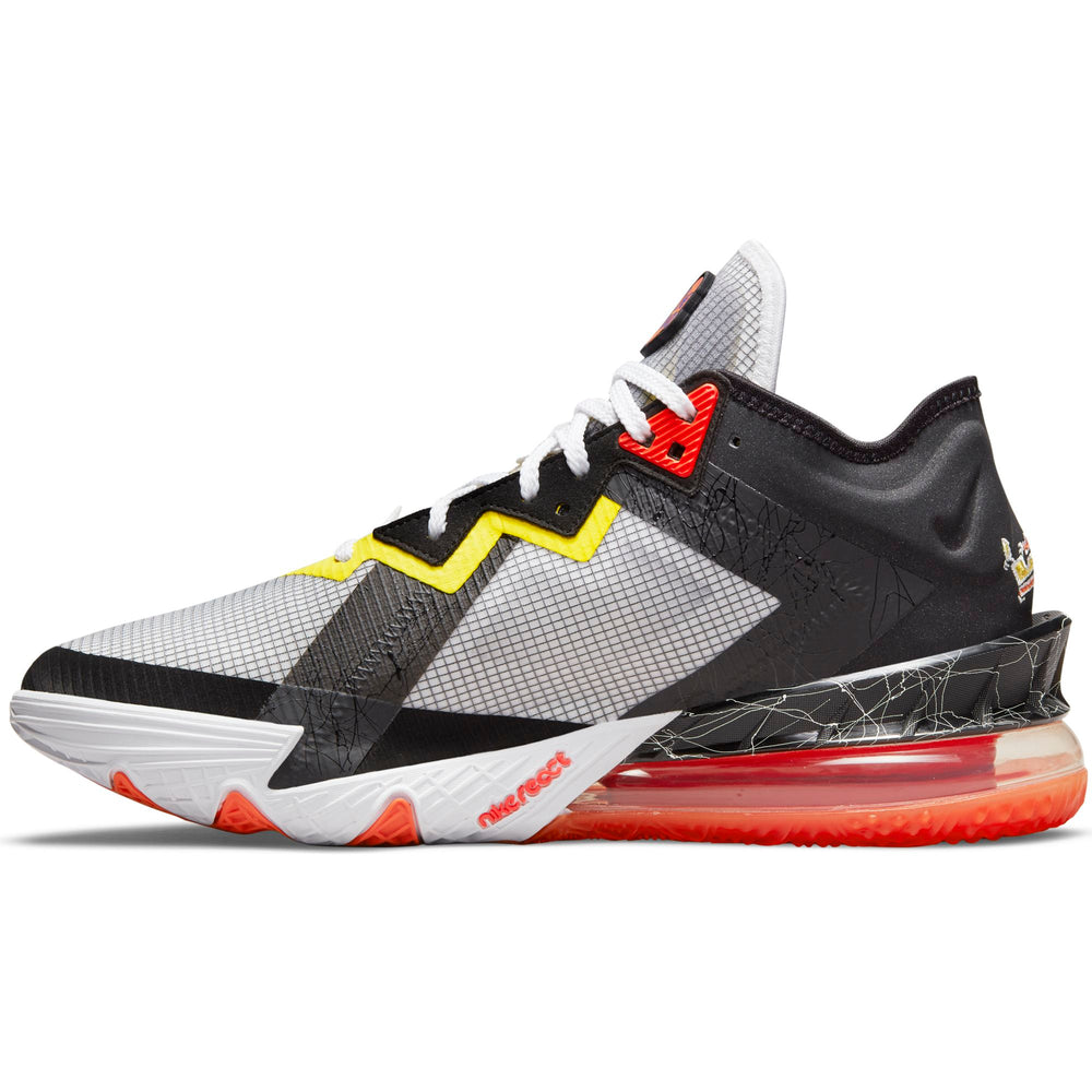 Nike Lebron 18 Low Basketball Shoe - White/Bright Crimson/Black/Yellow Strike NK-CV7562-103