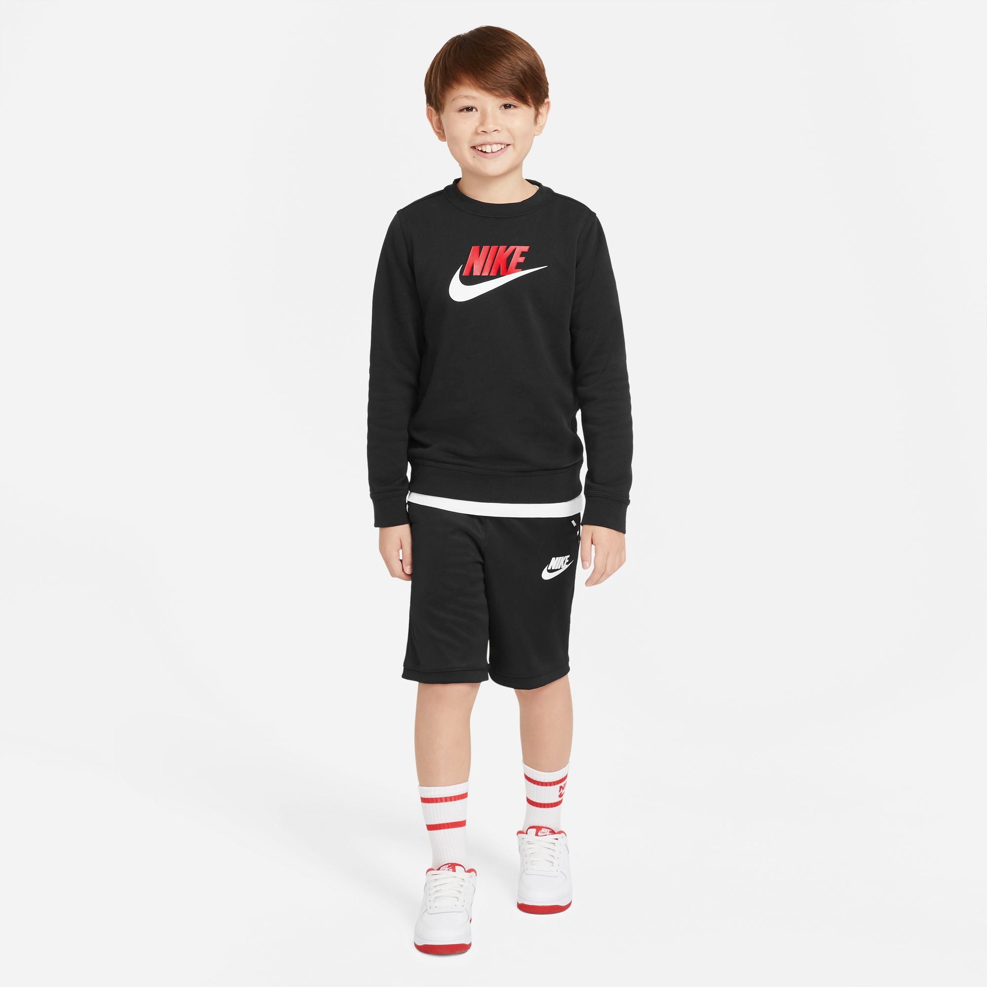 Nike Kids Sportswear Club Fleece Crewneck Sweatshirt - Black/University Red NK-CV9297-014