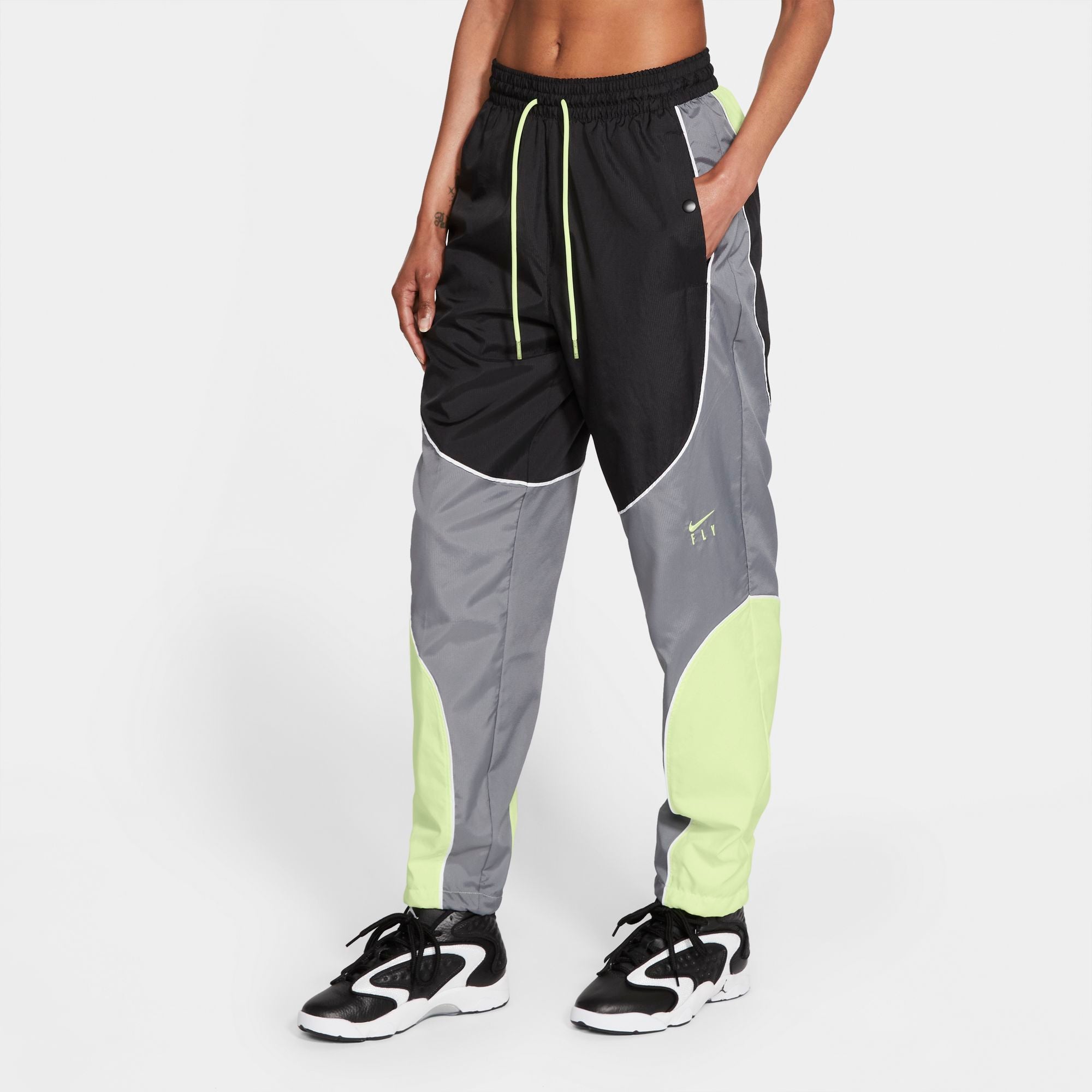 Nike Womens Basketball Swoosh Fly Pants - Smoke Grey/Black/Barely Volt NK-CZ3953-084
