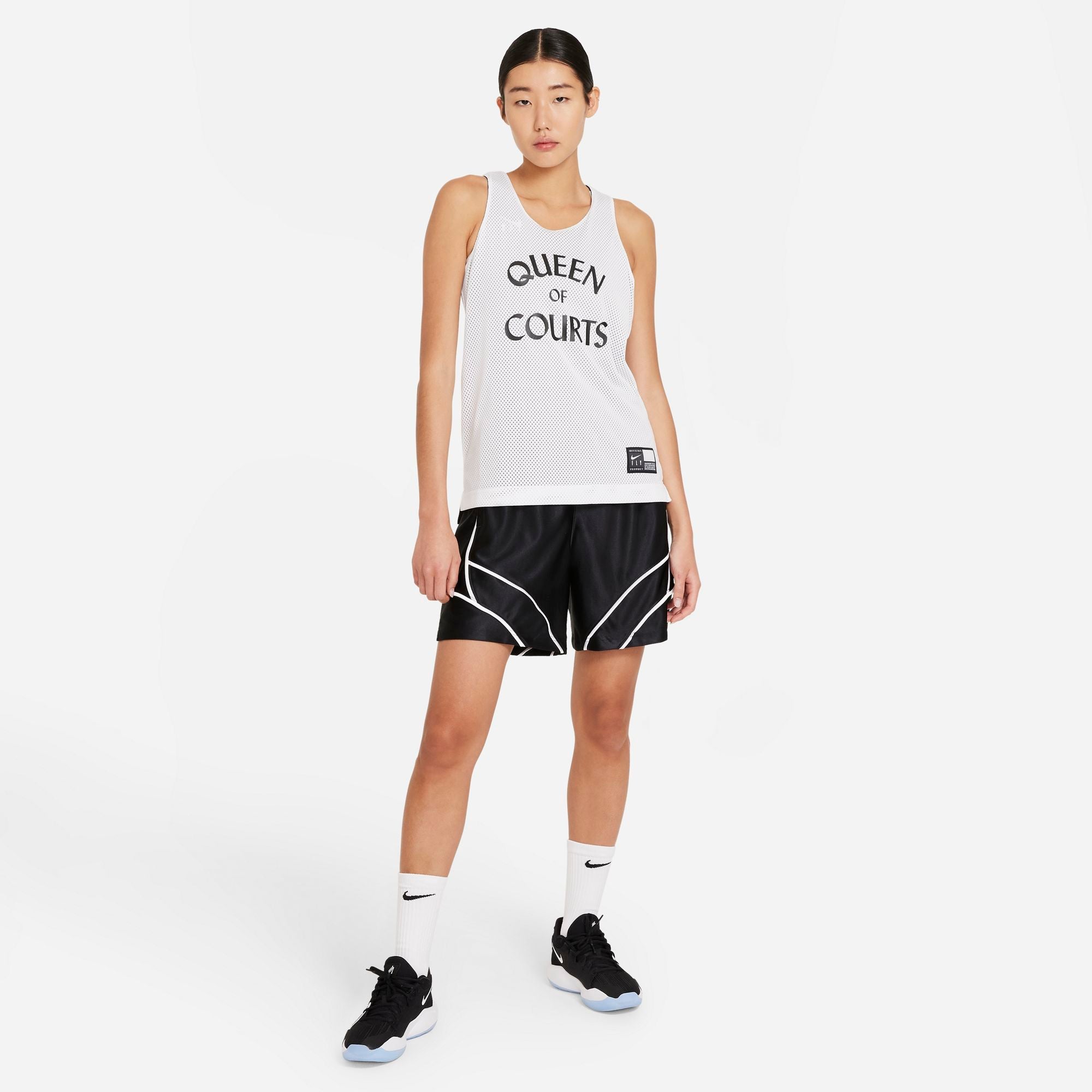 Nike Womens Basketball Swoosh Fly Reversible Jersey - White/Black NK-DA5401-100