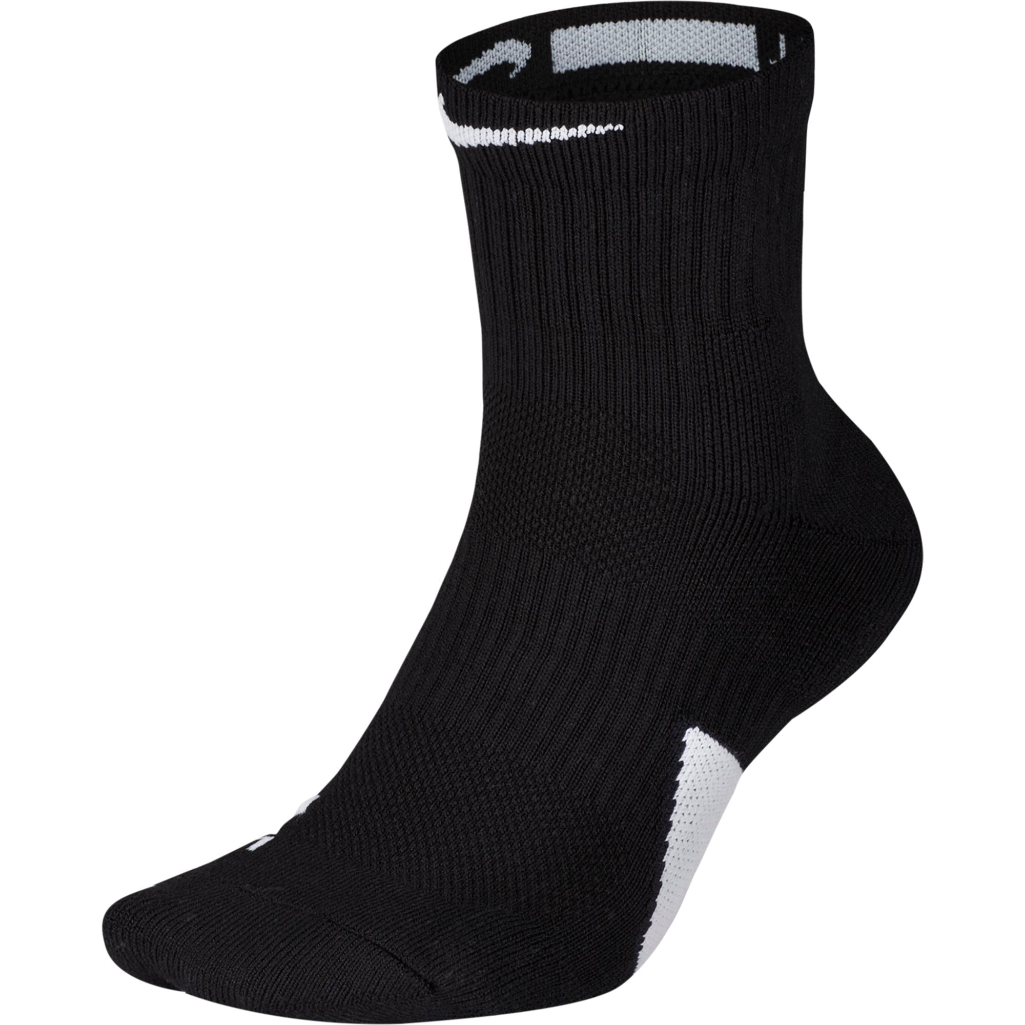 Nike Elite Versatility Mid Quarter Basketball Athletic Socks, White/Blk,  X-Large 