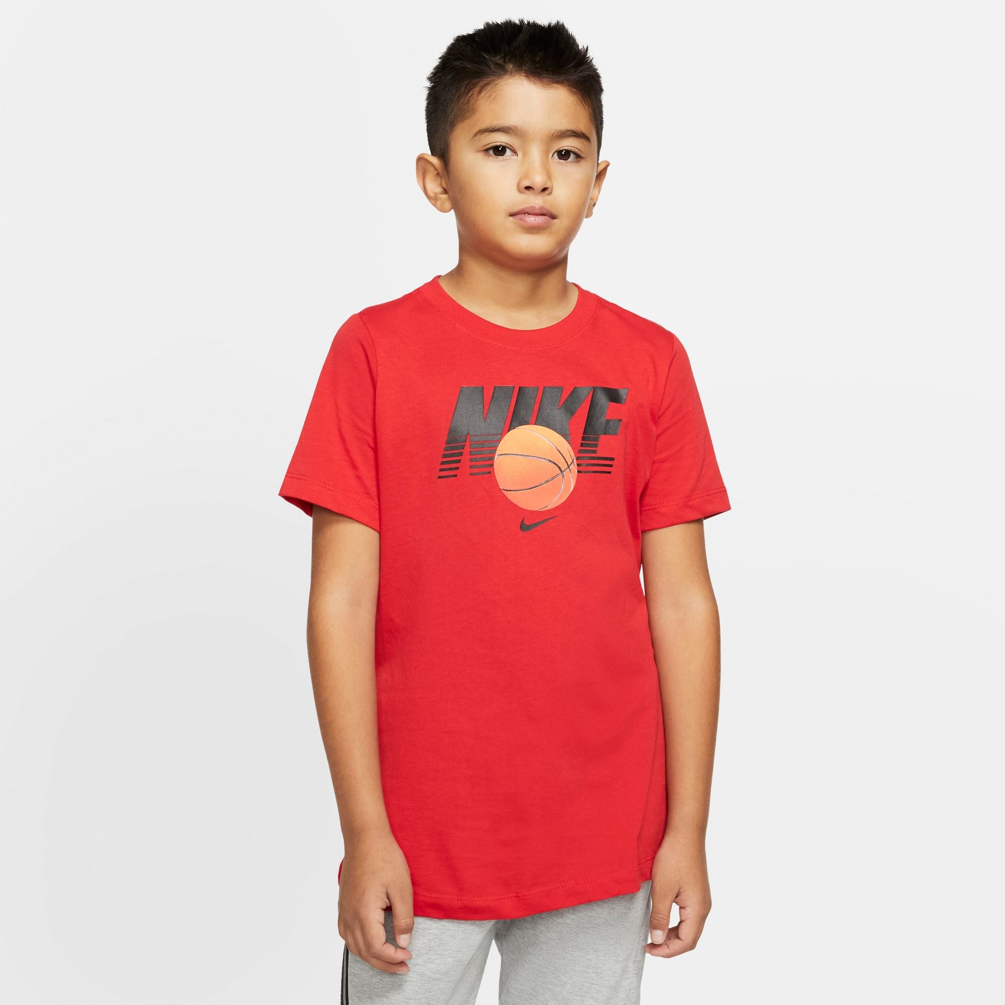 Nike Kids Straight Baller Textured Graphic Tee - University Red/Black